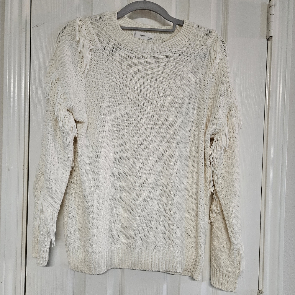 Mango Girls Knit Fringe Sweater